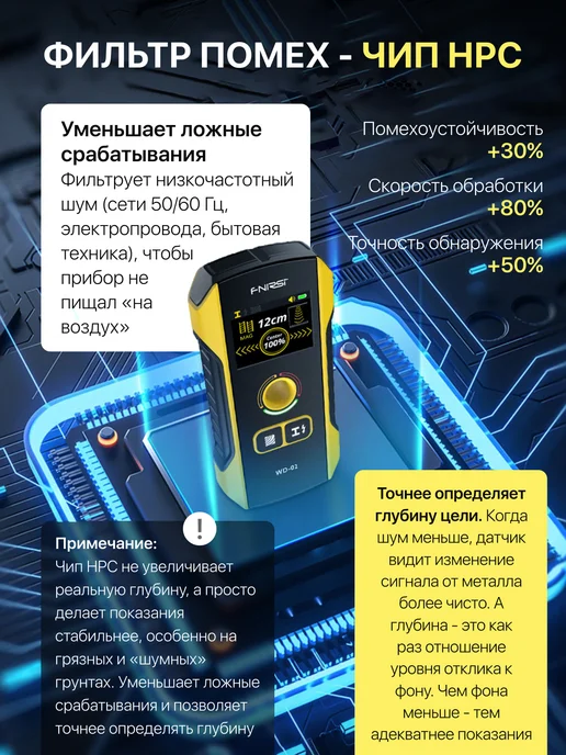 Детектор скрытой проводки Fnirsi wd - 02, желтый, фото 8