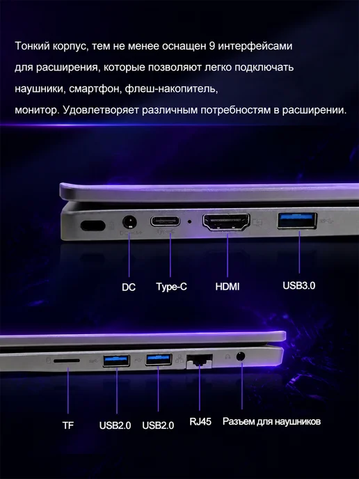 MOLEWHALE Ноутбук 15 6" Intel N95 16 Гб SSD 1 ТБ NVIDIA GeForce MX550, 16 ГБ, 1 ТБ, фото 8