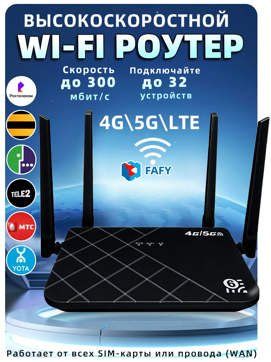 Роутер Wi-Fi с сим картой для интернета 4G