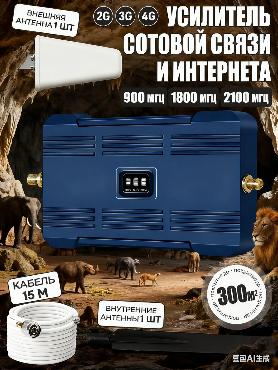 Усилитель сотовой связи и интернета LTE 900-1800-2100 МГц