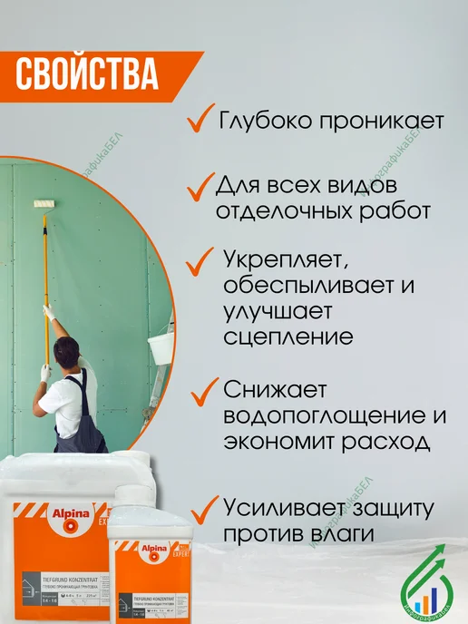 Alpina - ЛКМ Грунтовка глубоко проникающая Тифгрунд концентрат 1л, 1 л, фото 2