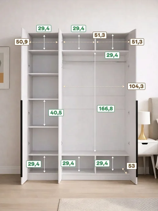 Woodcraft Распашной шкаф для одежды 160х55х240 Белый, Луас 4.2, 55x240, фото 2