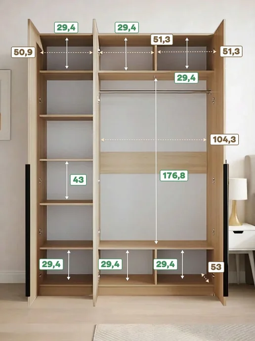 Woodcraft Распашной шкаф для одежды 160х55х240 Дуб Нагано, Луас 3.2, 160x55x250, фото 2