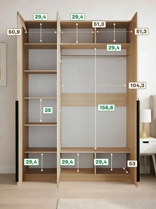 Woodcraft Распашной шкаф для одежды 160х55х240 Дуб Нагано, Луас 3.2, 160x55x230, фото 2