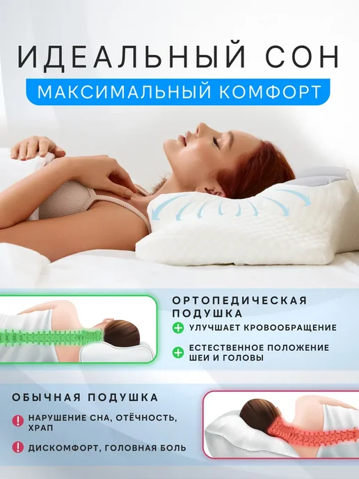 Greenville Подушка ортопедическая с эффектом памяти memory foam, белый, фото 4