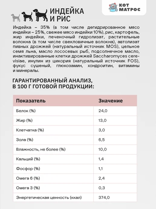 Сухой корм DUO Nutrition для собак, крупные, средние, индейка, 10 кг, фото 3
