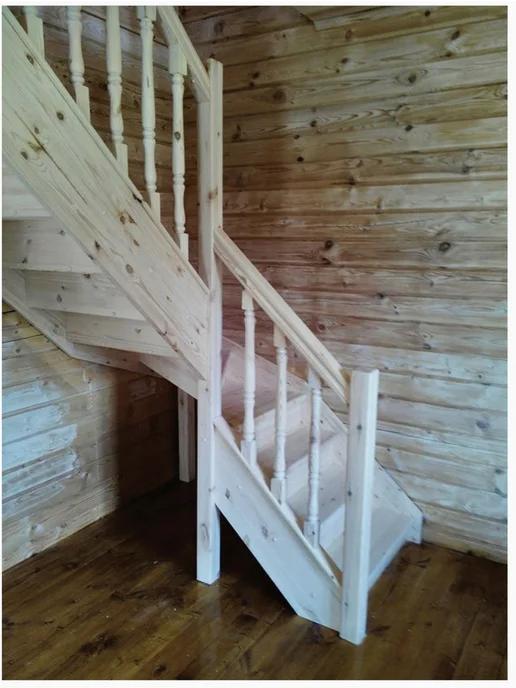 StairShop Лестница деревянная межэтажная проем 1340х1340 мм (левая), 1340x1340 мм, фото 8