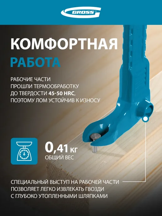GROSS Лом (гвоздодер) мини, 250 х 21 х 9 мм, кованый, 25251, 250x21, фото 3