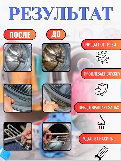 Таблетки очиститель для стиральной машины 24шт, 12 шт, фото 5