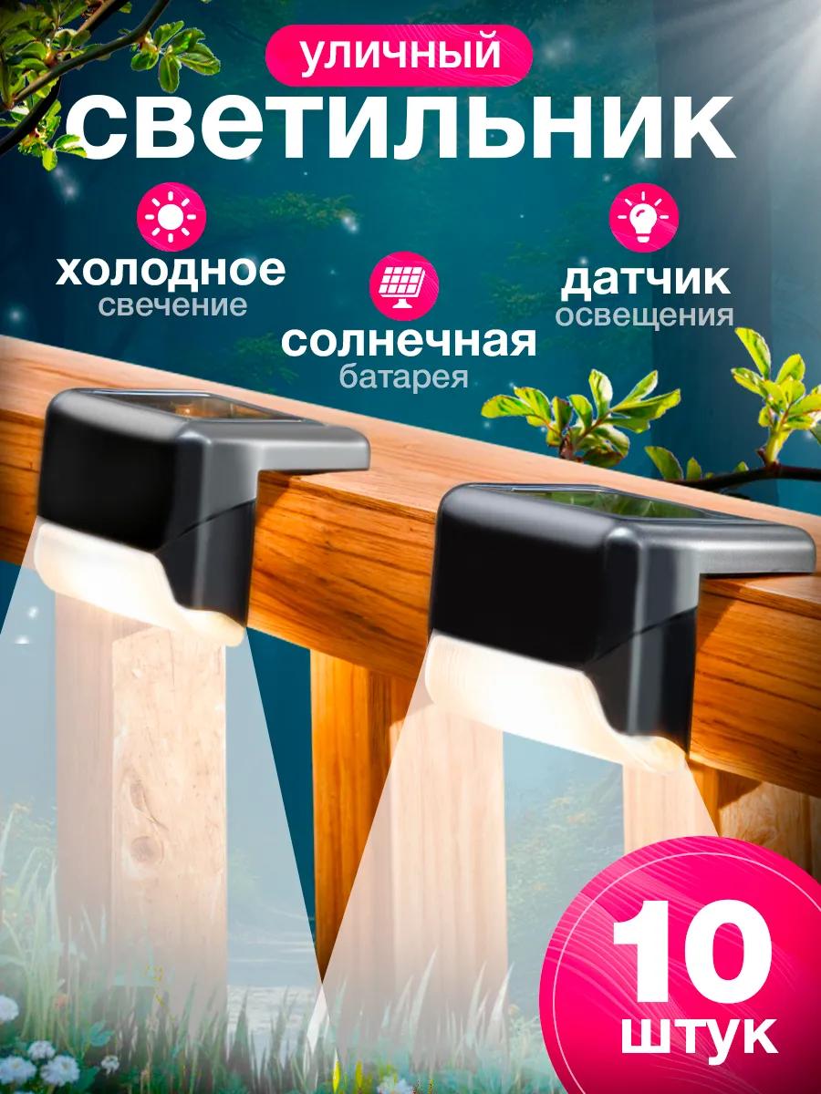 Светильник уличный угловой на солнечной батарее 10 штук