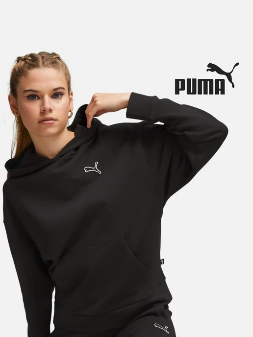 PUMA Худи с капюшоном без начеса Better Essentials Hoodie, черный