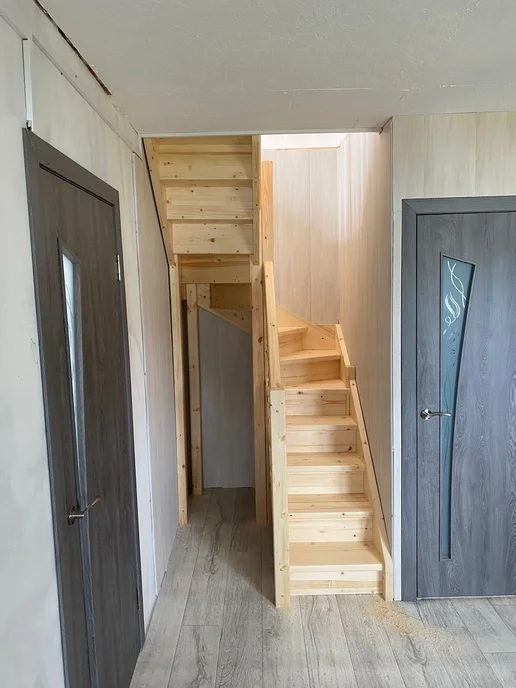 StairShop Лестница деревянная межэтажная проем 770х2447 мм (левая), 1490x1525 мм, фото 7
