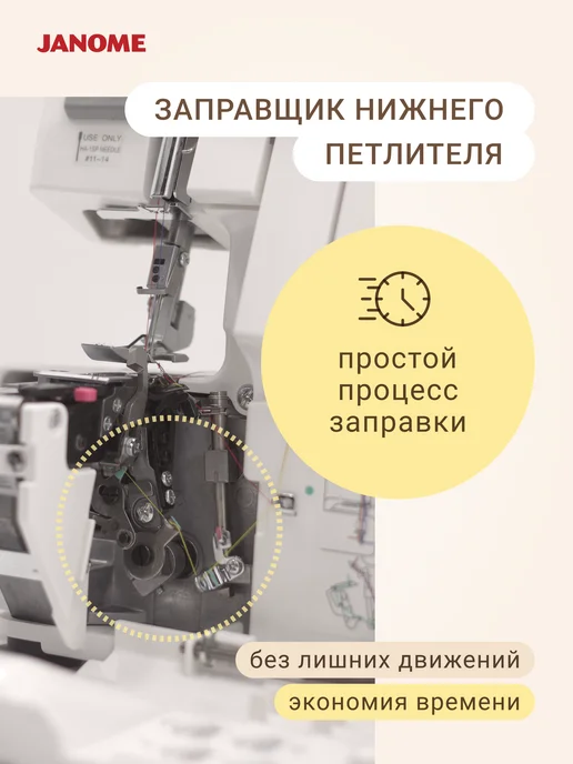 janome Оверлок 4 3-ниточный MyLock454D, белый, фото 3