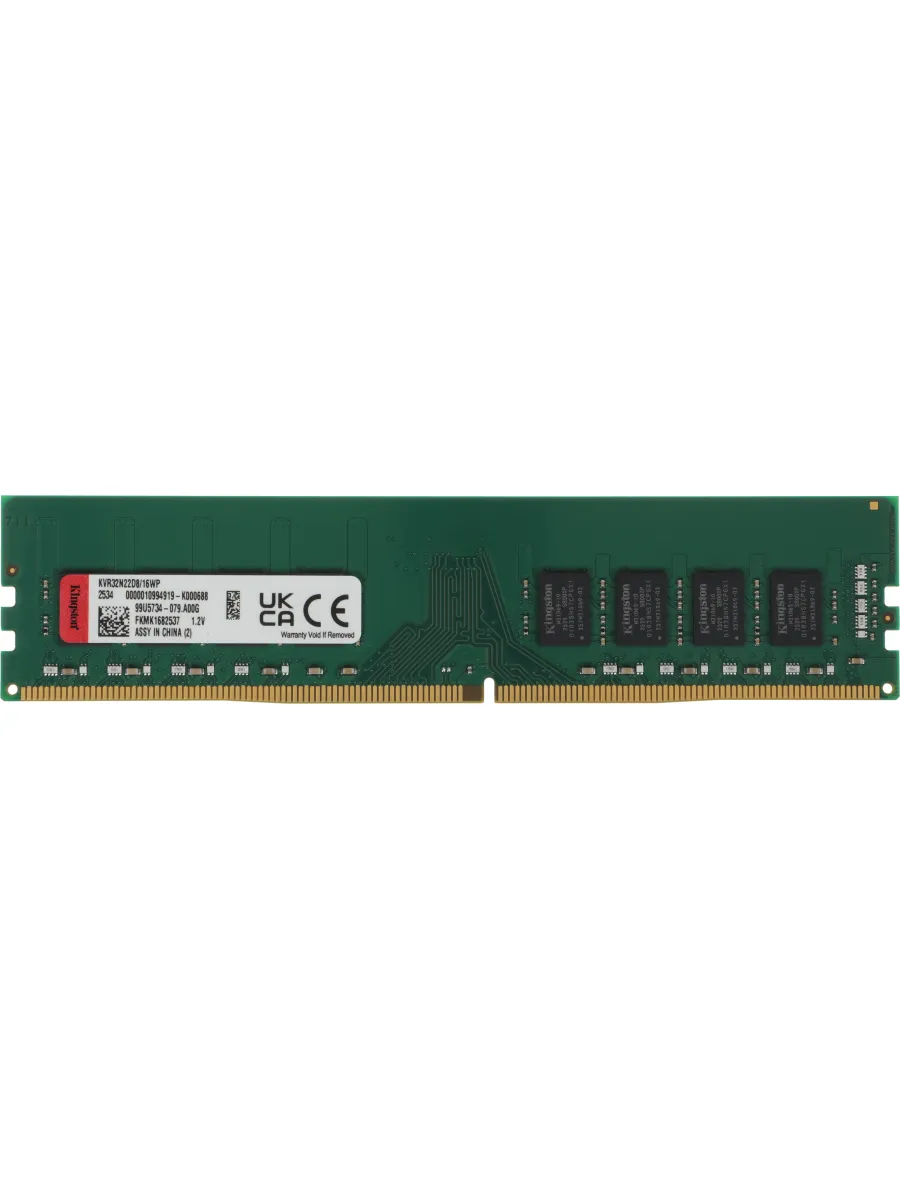 Kingston Память DDR4 16GB 3200MHz KVR32N22D8 16WP RTL PC4-25600 CL22
