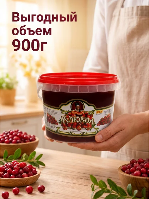 Юлианна ягода Ягода протертая Клюква, 900 гр, 900 г, фото 2