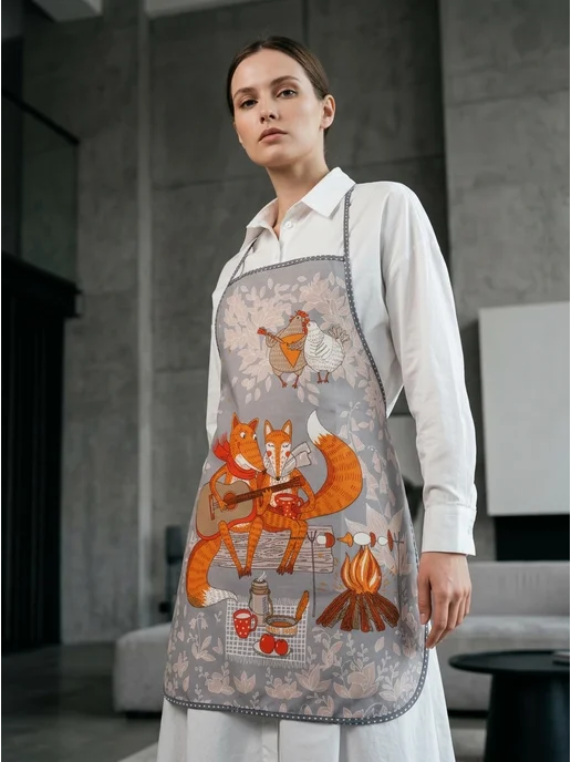 Рукавица Фартук кухонный рабочий для дома, голубой, фото 2