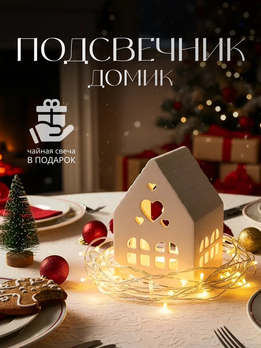 Подсвечник домик, новогодний декор