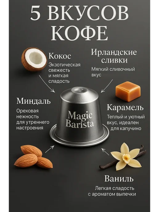Magic Barista Кофе в капсулах набор 50 шт. для кофемашины Nespresso 2978, 50 шт, фото 3