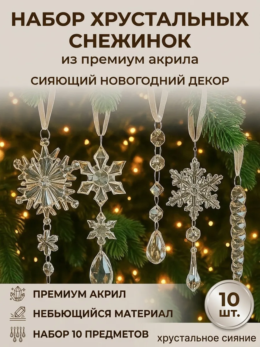 Новогодние елочные украшения набор игрушки на елку 10шт