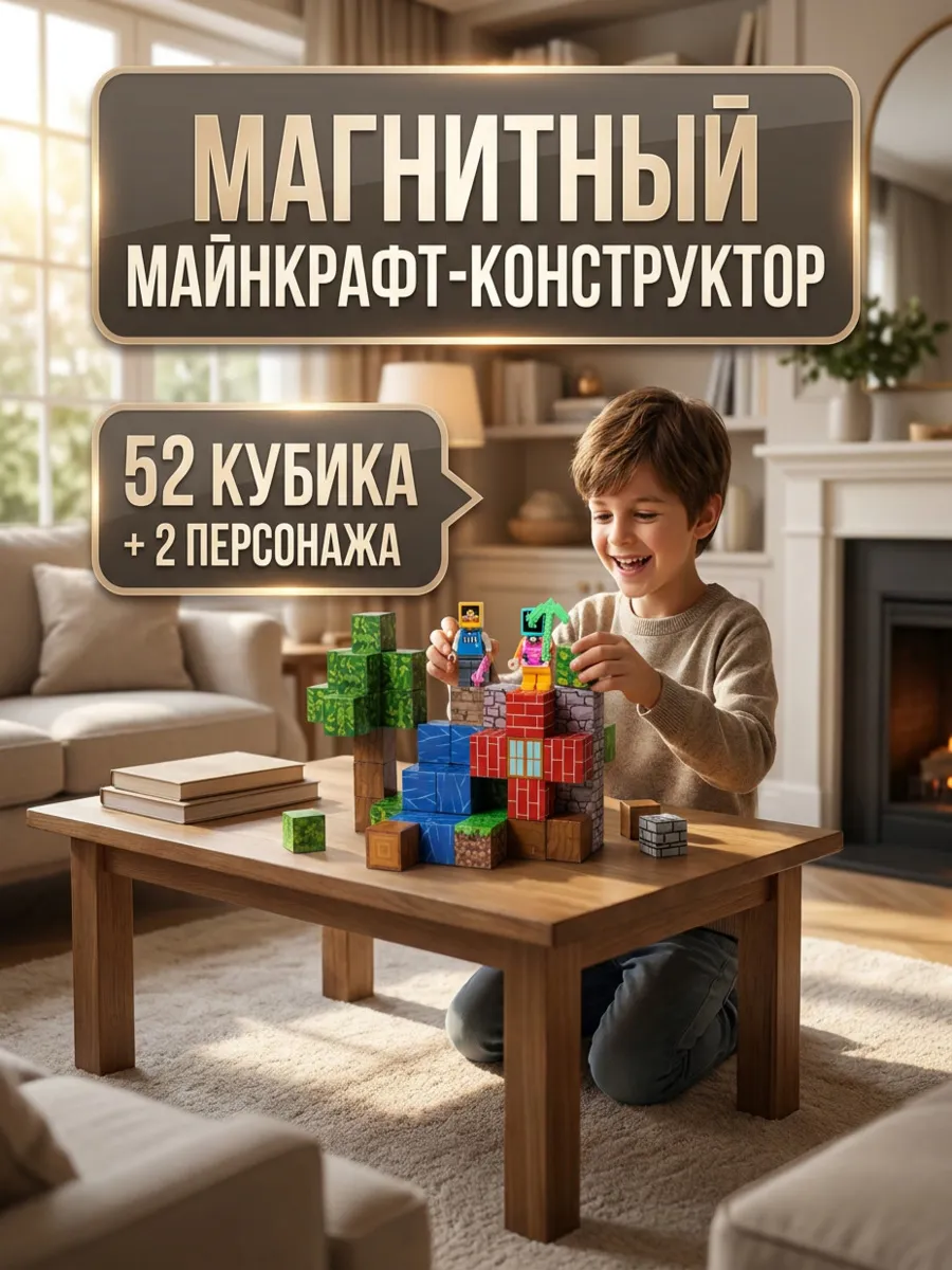 Конструктор магнитный майнкрафт кубики minecraft
