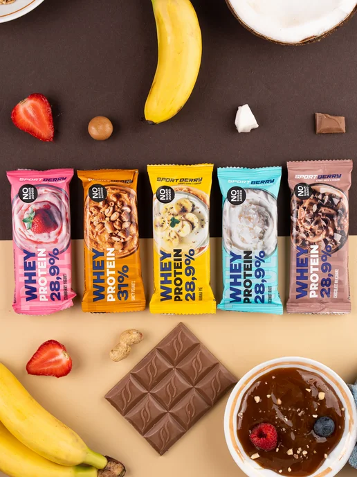 Sportberry Протеиновые батончики без сахара 30% ассорти набор 10 шт, 10 шт, фото 6