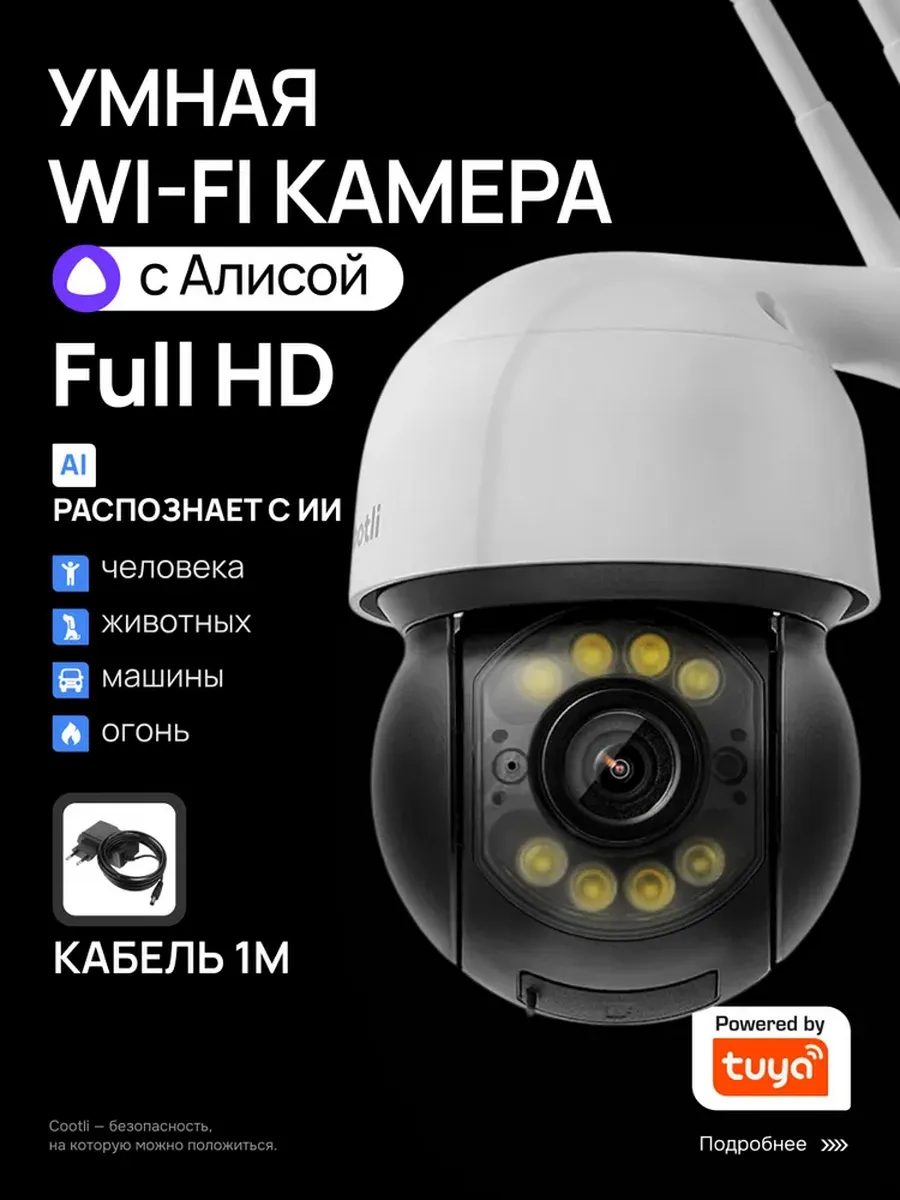 Камера видеонаблюдения WiFi уличная, умная с Яндекс Алисой