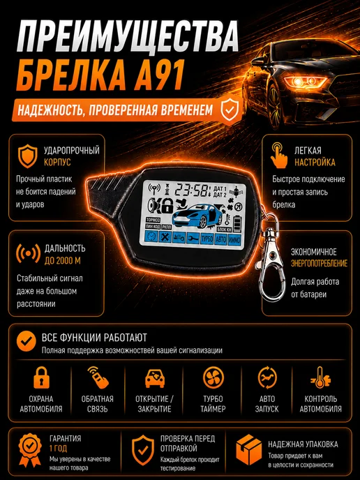 Market-AV Брелок пульт A91 аналог совместимый со StarLine A91, синий, фото 2