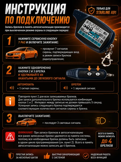 Market-AV Брелок пульт A91 аналог совместимый со StarLine A91, синий, фото 3