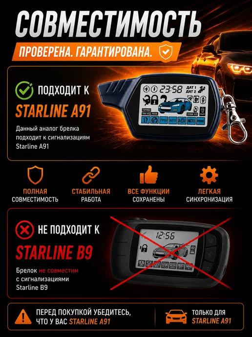Market-AV Брелок пульт A91 аналог совместимый со StarLine A91, синий, фото 4