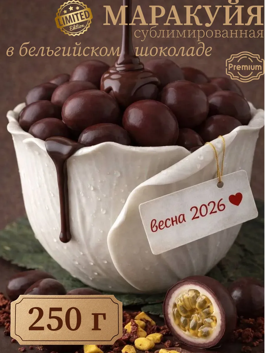Маракуйя в молочном бельгийском шоколаде, 250 грамм