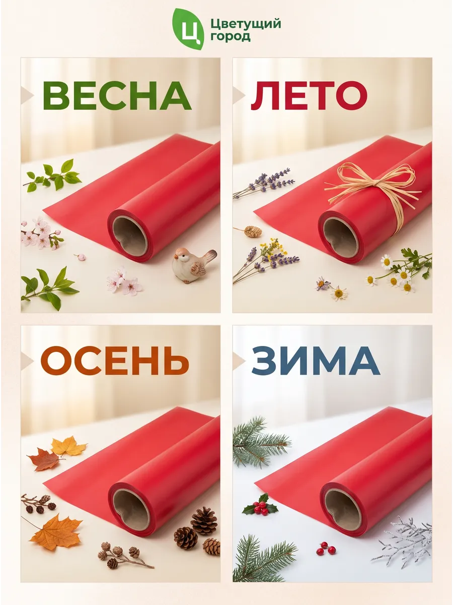 Бумага Матовая красный 50см 10м 50мкр