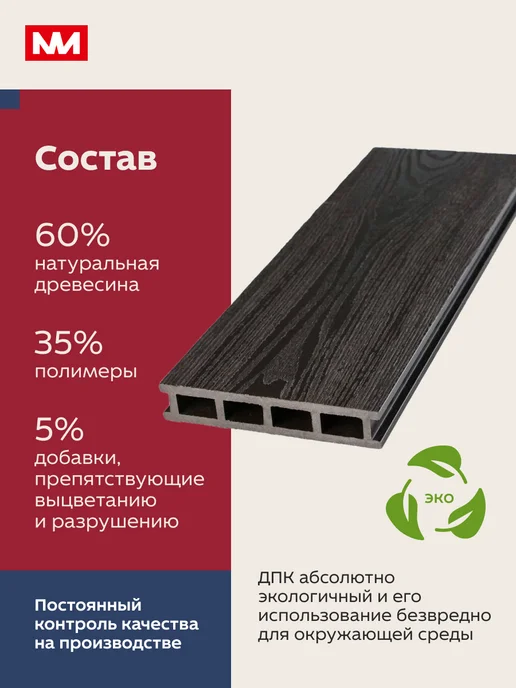 Imperial фабрика мебели Террасная доска из ДПК 141х26х1000мм - 4 шт, 4 шт, фото 5