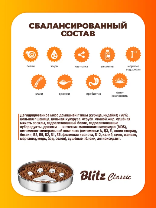 Сухой корм BLITZ Блитц Classic для собак, взрослые, 15 кг, фото 3