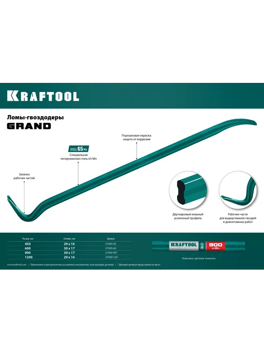 Kraftool Двутавровый лом-гвоздодер 900 мм, 30х17 мм, 30x17 мм, фото 3