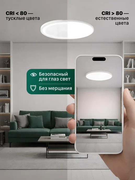 Kyoma Люстра потолочная светодиодная на кухню, спальню, пульт ДУ, белый, фото 6