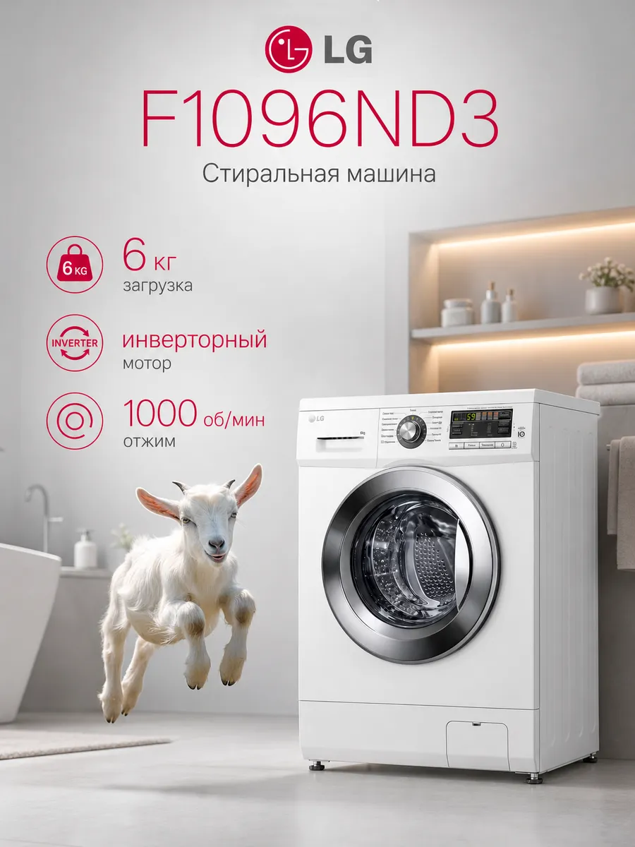 LG Стиральная машина узкая 6 кг F1096ND3