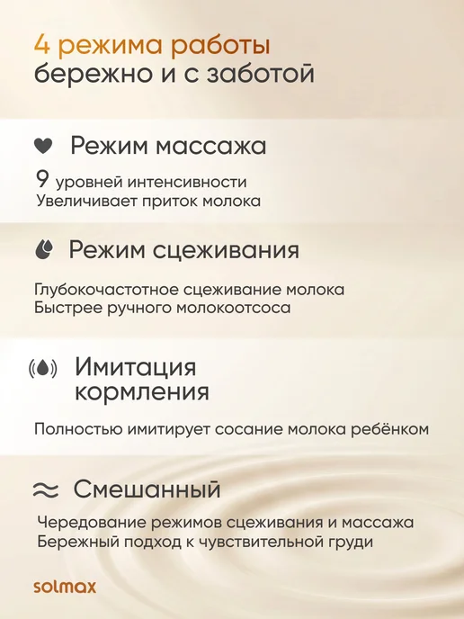 Solmax&Kids Молокоотсос электрический с дисплеем беспроводной, белый, фото 3
