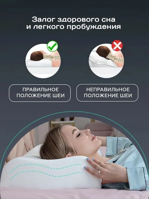 Подушка для сна анатомическая 60x40, 60x40, фото 2