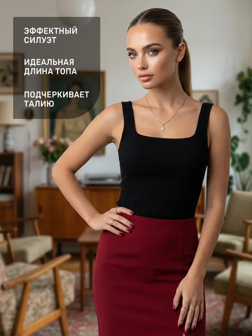 KODALIFE Топ майка на широких бретелях, черный, фото 5