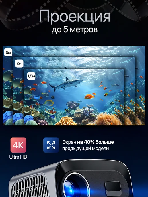 Проектор для фильмов домашний кинотеатр портативный LED, черный, фото 3