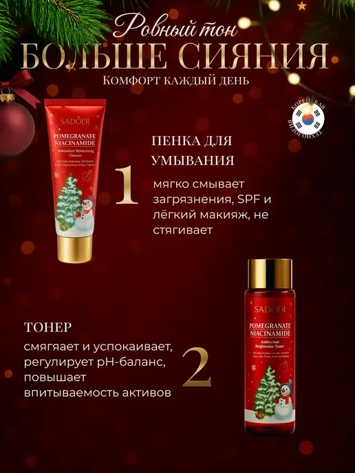 НАБОР КОСМЕТИКИ / BEAUTY BOX подарочный Новогодний набор косметики для ухода, красный, фото 2