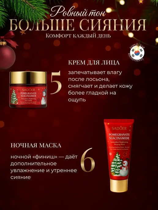 НАБОР КОСМЕТИКИ / BEAUTY BOX подарочный Новогодний набор косметики для ухода, красный, фото 4