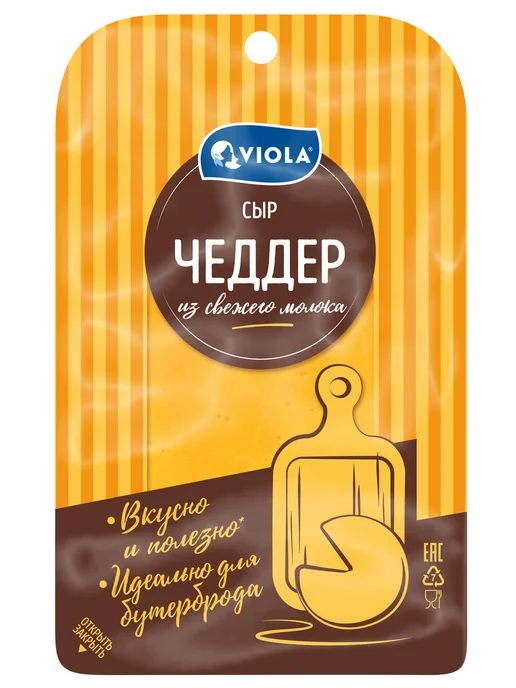 Viola Сыр Чеддер полутвердый нарезка 50%, 120г, 120 г