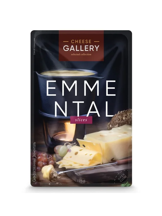 Cheese Gallery Сыр Эмменталь полутвердый нарезка 45%, 125г, 125 г
