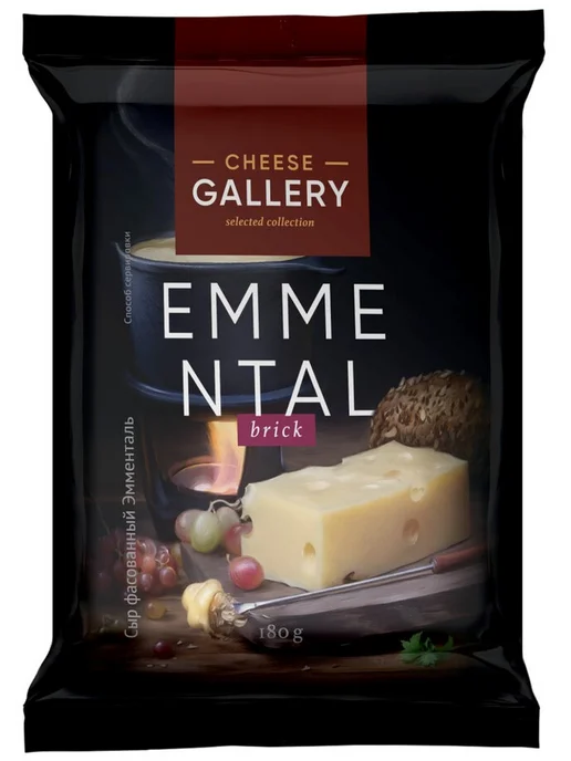 Cheese Gallery Сыр Эмменталь полутвердый нарезка 45%, 125г, 180 г