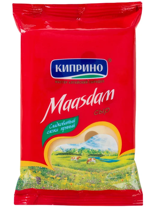 Киприно Сыр Маасдам полутвердый 45%, 200г, 200 г