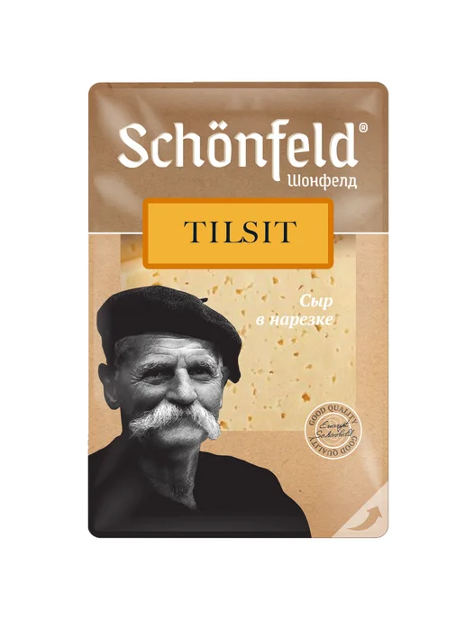Schonfeld Сыр Тильзитер полутвердый нарезка 45%, 125г, 125 г