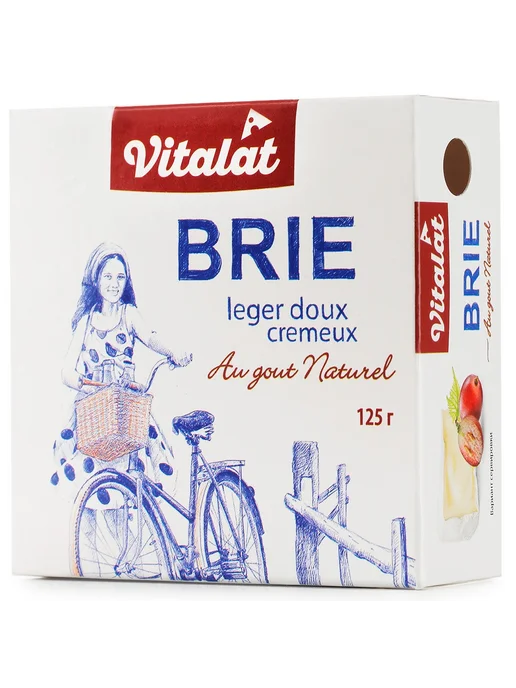 Vitalat Сыр мягкий Бри с белой плесенью 60%, 125г, 125 г