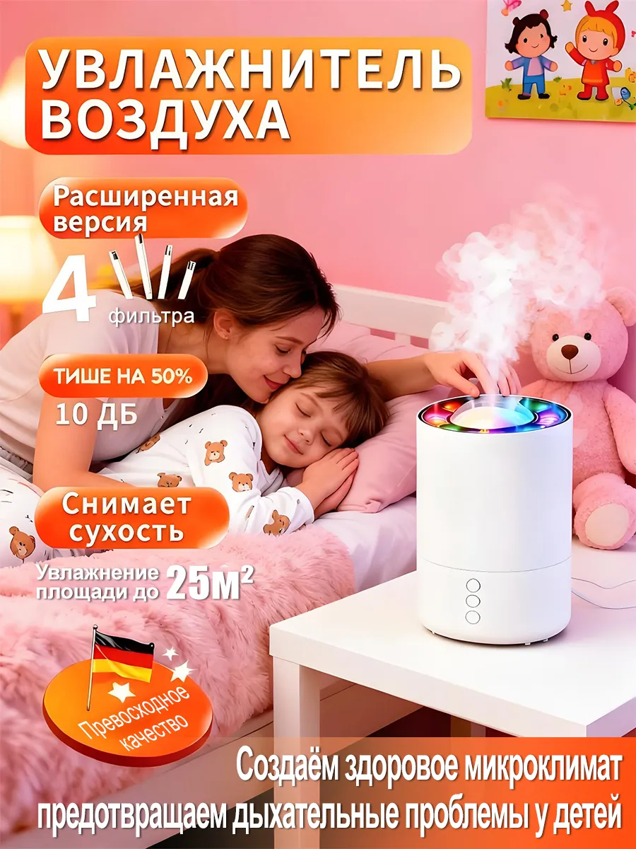 Увлажнитель воздуха для дома бесшумный Снимает сухость