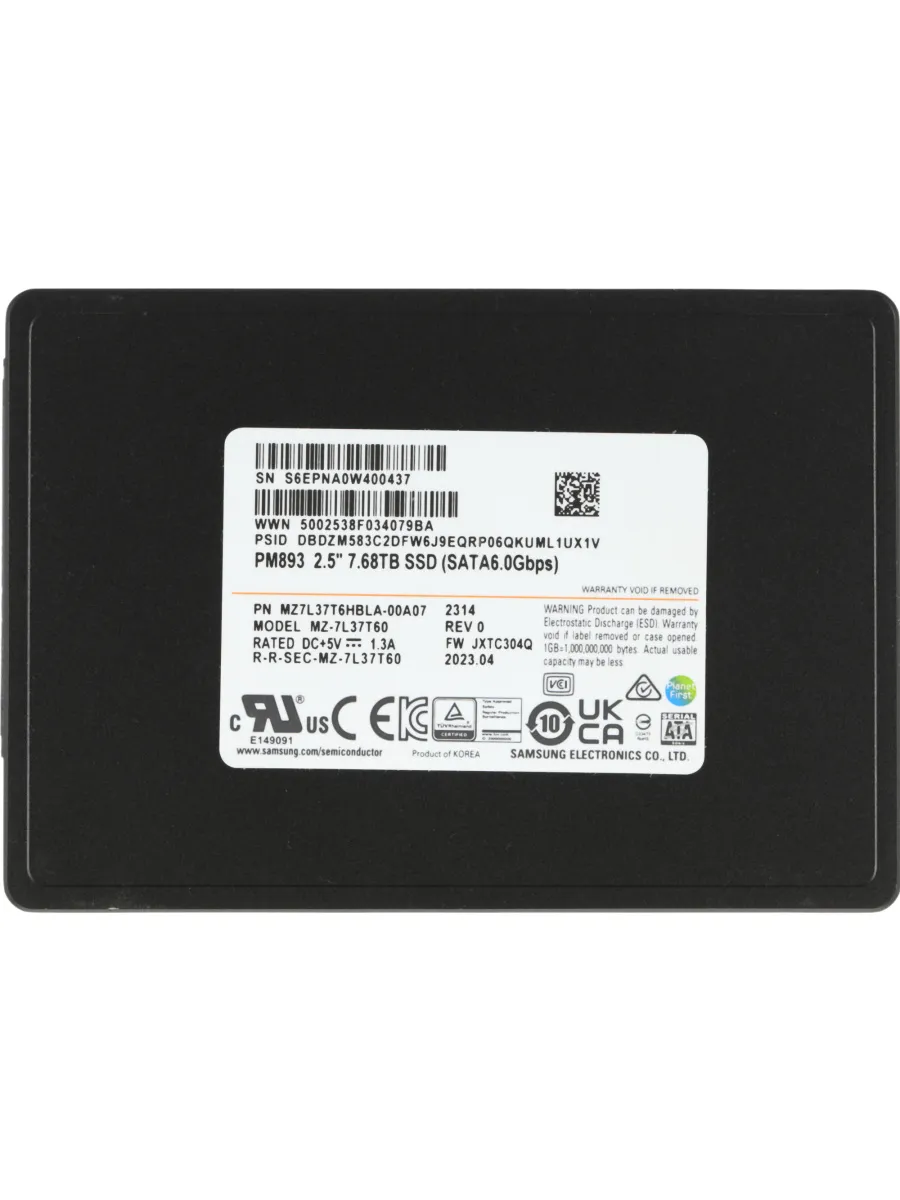 Samsung Накопитель SSD SATA-III 7.68TB MZ7L37T6HBLA-00A07 OEM PM893